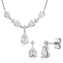 Conjunto Gota com Zircônias em Ouro Branco 18k - fotografia de produto