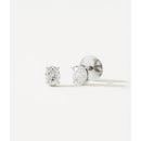 Brinco Oval Solitário em Ouro Branco 18k - fotografia de produto