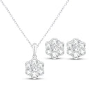 Conjunto Flor com Moissanite em Ouro Branco 18k - fotografia de produto