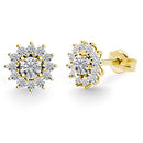 Brinco Flor Ouro 18k e Moissanite 1 Quilate Brilhante - fotografia de produto
