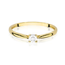 Anel Solitário em Ouro Amarelo 18k com 3 Pontos de Diamante - fotografia de produto