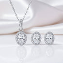 Conjunto Oval com Cristais em Ouro Branco 18k - fotografia de produto